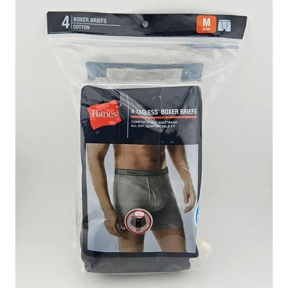 Hanes Boxer Briefs Men's M 32-34 Assorted‎ Tagless Comfort Flex 4 Pack